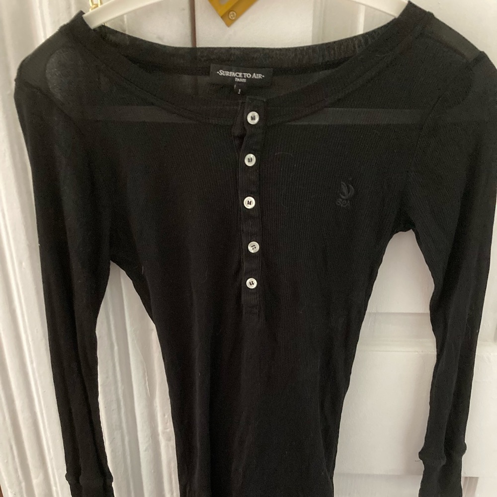 Surface to Air silk Henley pearlized buttons